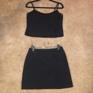90s-style Prada Black Miniskirt and Crop Top set